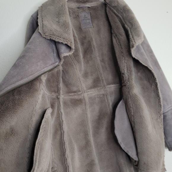 prAna Lilith Earth Gray Suede/Fur Coat Jacket Small - Picture 4 of 7